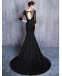 Black Gothic Half Sleeve Mermaid Wedding Dress