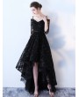 Black Gothic Lace High-Low Wedding Dress