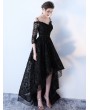 Black Gothic Lace High-Low Wedding Dress