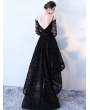 Black Gothic Lace High-Low Wedding Dress
