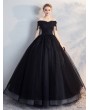 Black Gothic Lace Ball Gown Wedding Dress