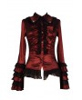 Pentagramme Wine Red Long Sleeves Ruffle Gothic Blouse for Women