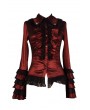 Pentagramme Wine Red Long Sleeves Ruffle Gothic Blouse for Women