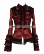 Pentagramme Wine Red Long Sleeves Ruffle Gothic Blouse for Women