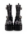 Black Gothic Punk Buckle Belt Platform Boots for Women