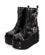 Black Gothic Punk Buckle Belt Platform Boots for Women