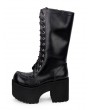 Black Gothic Lace-up Platform Boots for Women 