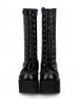 Black Gothic Lace-up Platform Boots for Women 