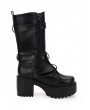 Black Gothic Buckle Belt Platform Boots for Women