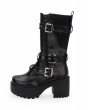 Black Gothic Buckle Belt Platform Boots for Women