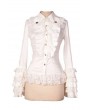 Pentagramme White Long Sleeves Ruffle Gothic Blouse for Women