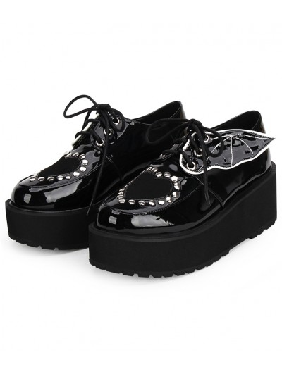 Black Gothic Bat Platform Shoes for Women