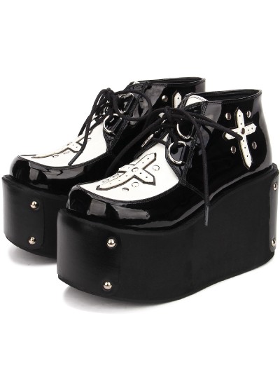 goth black platform shoes