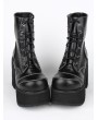 Black Gothic Lace Up Platform Chunky Heel Mid-Calf Boots