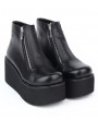 Black Gothic Zipper Platform Ankle Boots