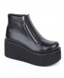 Black Gothic Zipper Platform Ankle Boots