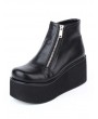 Black Gothic Zipper Platform Ankle Boots