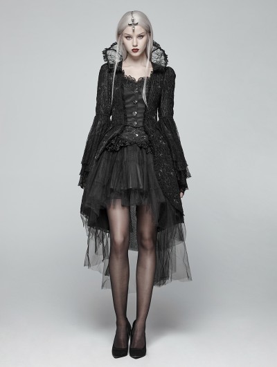 Punk Rave Black Retro Masquerade Gothic Coat for Women