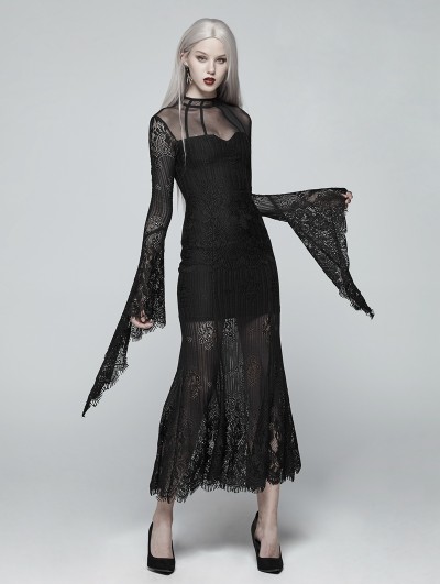 Punk Rave Black Gothic Daily Wear Lace Maxi Dress