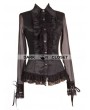 Pentagramme Black Sheer Long Sleeves Ruffle Gothic Blouse for Women