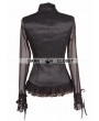 Pentagramme Black Sheer Long Sleeves Ruffle Gothic Blouse for Women