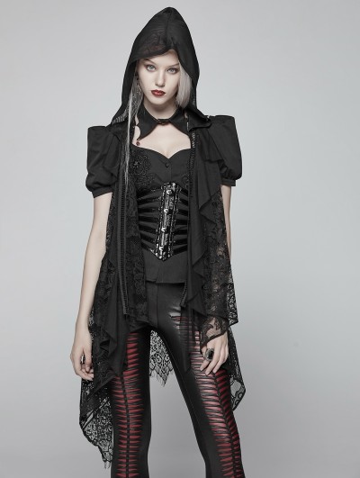 Punk Rave Black Gothic Daily Lace Vest for Women