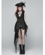 Punk Rave Black Gothic Dark Lace Asymmetric Vest for Women