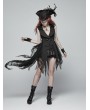 Punk Rave Black Gothic Dark Lace Asymmetric Vest for Women