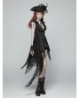Punk Rave Black Gothic Dark Lace Asymmetric Vest for Women