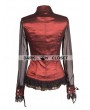 Pentagramme Wine Red Sheer Long Sleeves Ruffle Gothic Blouse for Women