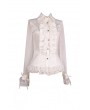 Pentagramme White Sheer Long Sleeves Ruffle Gothic Blouse for Women