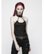 Punk Rave Black Gothic Punk Broken Hole Chain Tank Top for Women