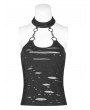 Punk Rave Black Gothic Punk Broken Hole Chain Tank Top for Women