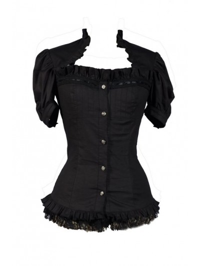 Pentagramme Black Short Sleeves Gothic Cap Blouse for Women