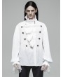 Punk Rave White Retro Gothic Lotus Leaf Loose Shirt for Men