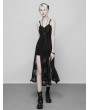 Punk Rave Black Gothic Lace Strap Heavy Industry Slit Long Dress