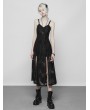 Punk Rave Black Gothic Lace Strap Heavy Industry Slit Long Dress