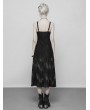 Punk Rave Black Gothic Lace Strap Heavy Industry Slit Long Dress