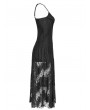 Punk Rave Black Gothic Lace Strap Heavy Industry Slit Long Dress