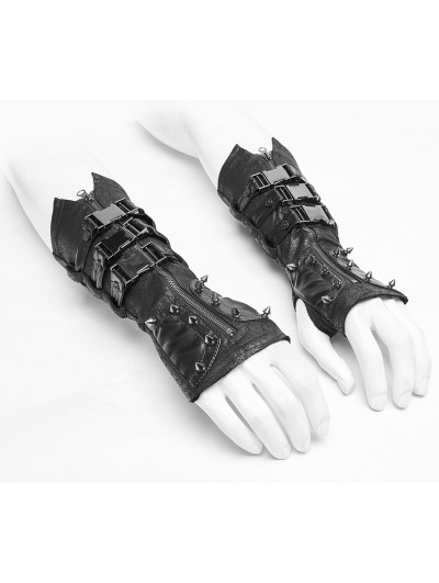 Punk Rave Black Gothic Punk Metal Gloves for Men