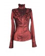 Pentagramme Wine Red High Collar Long Sleeves Ruffle Gothic Blouse for Women