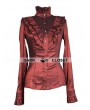 Pentagramme Wine Red High Collar Long Sleeves Ruffle Gothic Blouse for Women