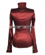 Pentagramme Wine Red High Collar Long Sleeves Ruffle Gothic Blouse for Women