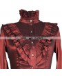 Pentagramme Wine Red High Collar Long Sleeves Ruffle Gothic Blouse for Women