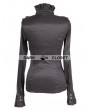 Pentagramme Black High Collar Long Sleeves Ruffle Gothic Blouse for Women