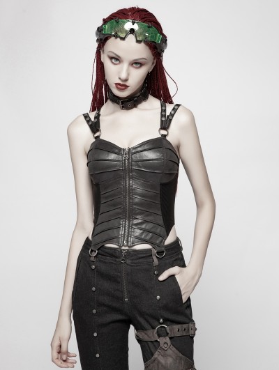 Punk Rave Black Gothic Punk Corset Tank Top for Women