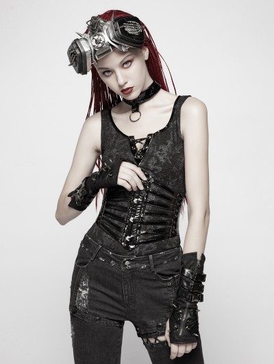 PUNK RAVE Mens Gothic Big Plate Button Corset Aristocratic Temperament Party Evening Velvet Jacquard Girdle