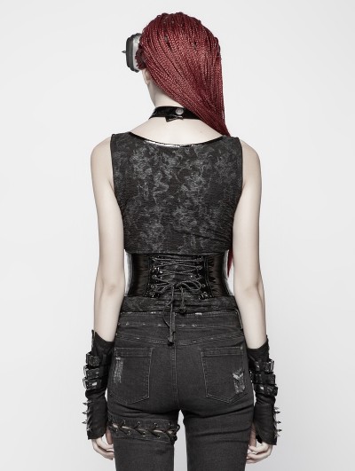 PUNK RAVE Mens Gothic Big Plate Button Corset Aristocratic Temperament Party Evening Velvet Jacquard Girdle