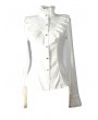 Pentagramme White High Collar Long Sleeves Ruffle Gothic Blouse for Women