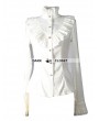 Pentagramme White High Collar Long Sleeves Ruffle Gothic Blouse for Women